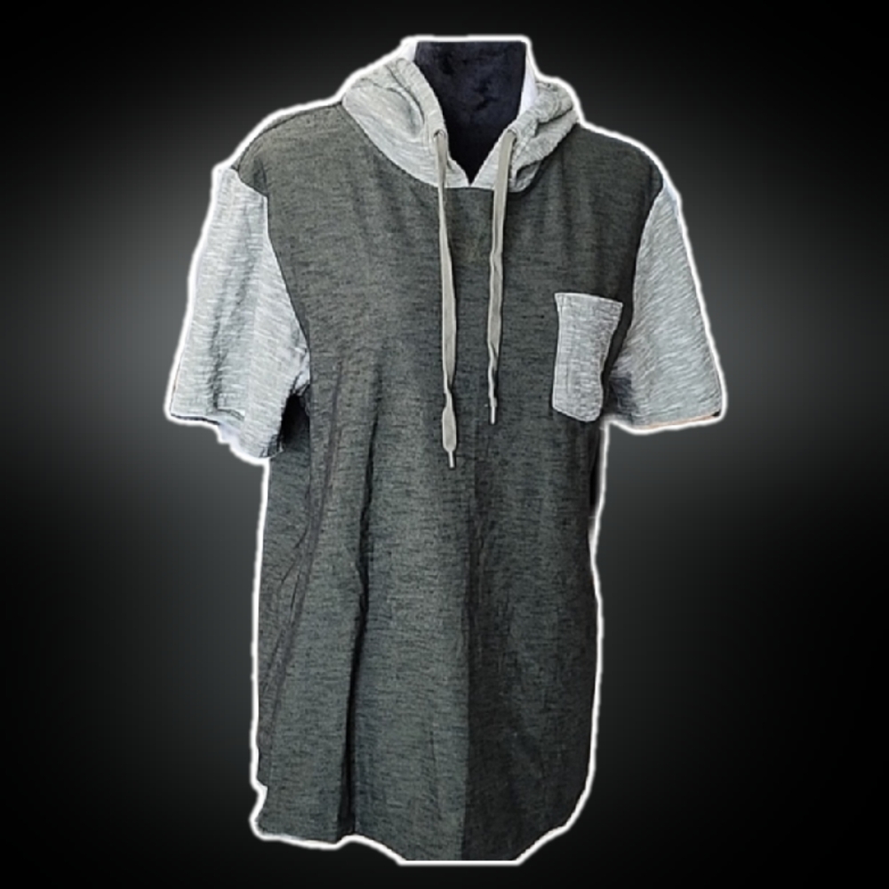 Olive green combo short sleeve hoodie shirt